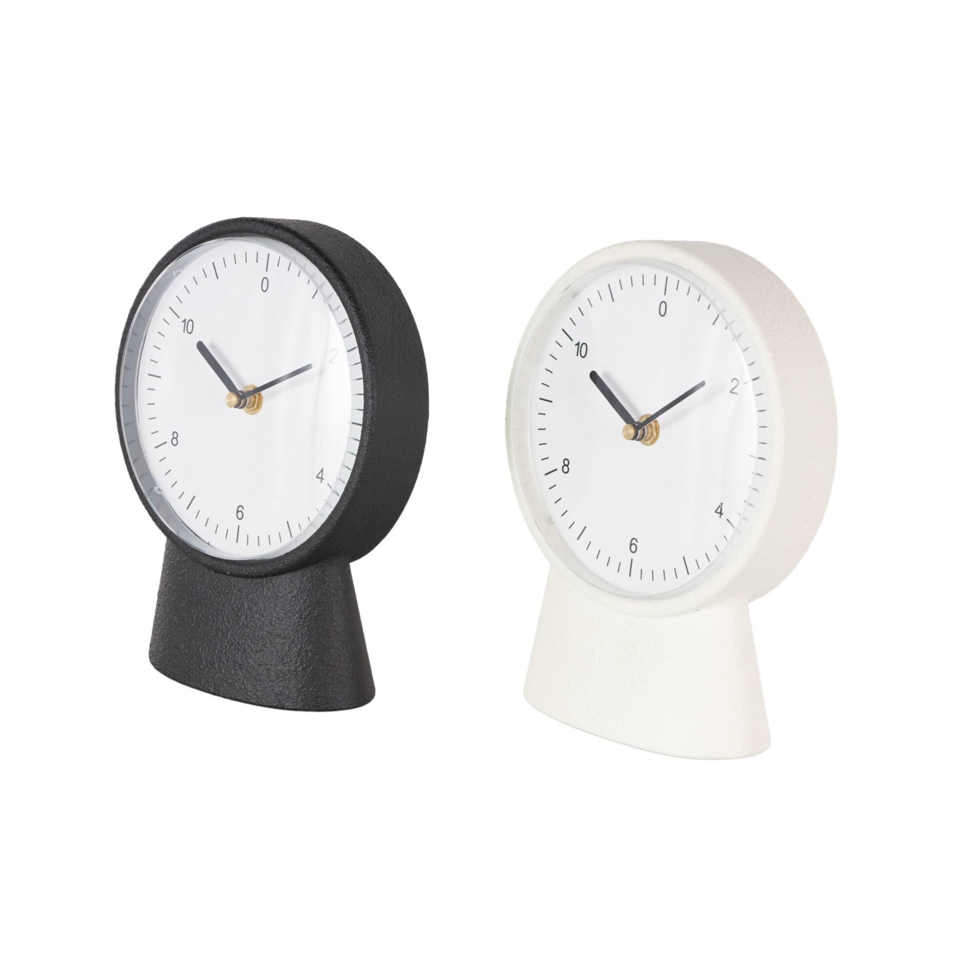 Black & White Metal Textured Decorative Clock Set